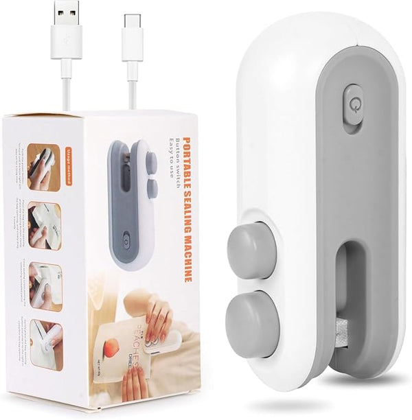 2 in 1 Mini Bag Sealer - USB Rechargeable, Magnetic and Cutter.